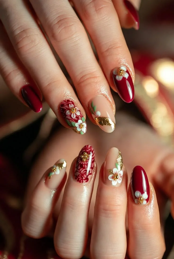 mẫu nail tết đơn giản