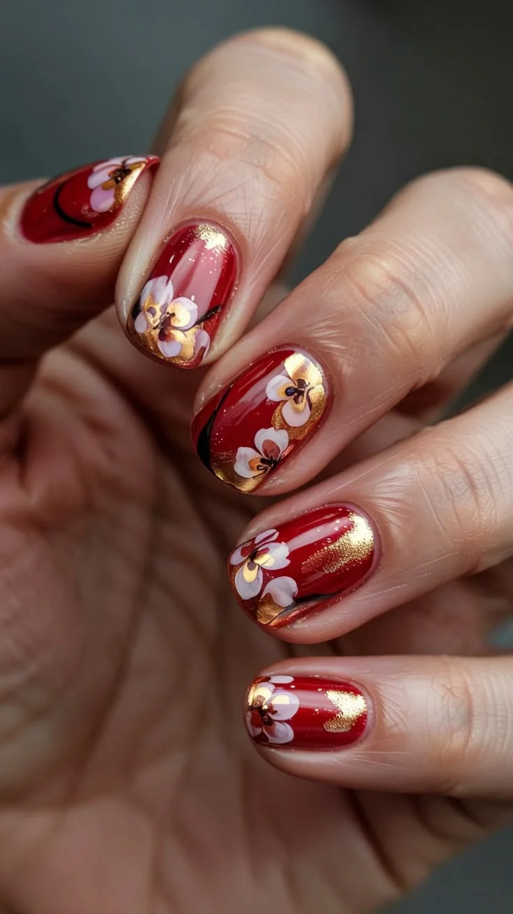 mẫu nail tết đơn giản